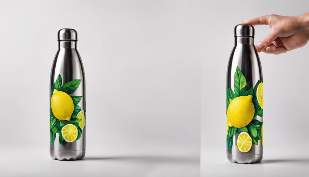 lemon in stainless bottle