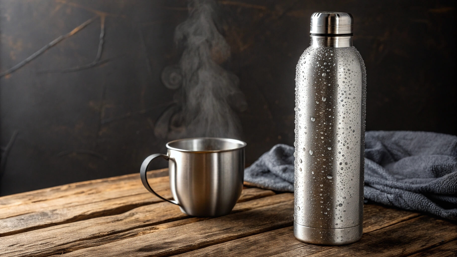 Stainless steel water bottle with steam