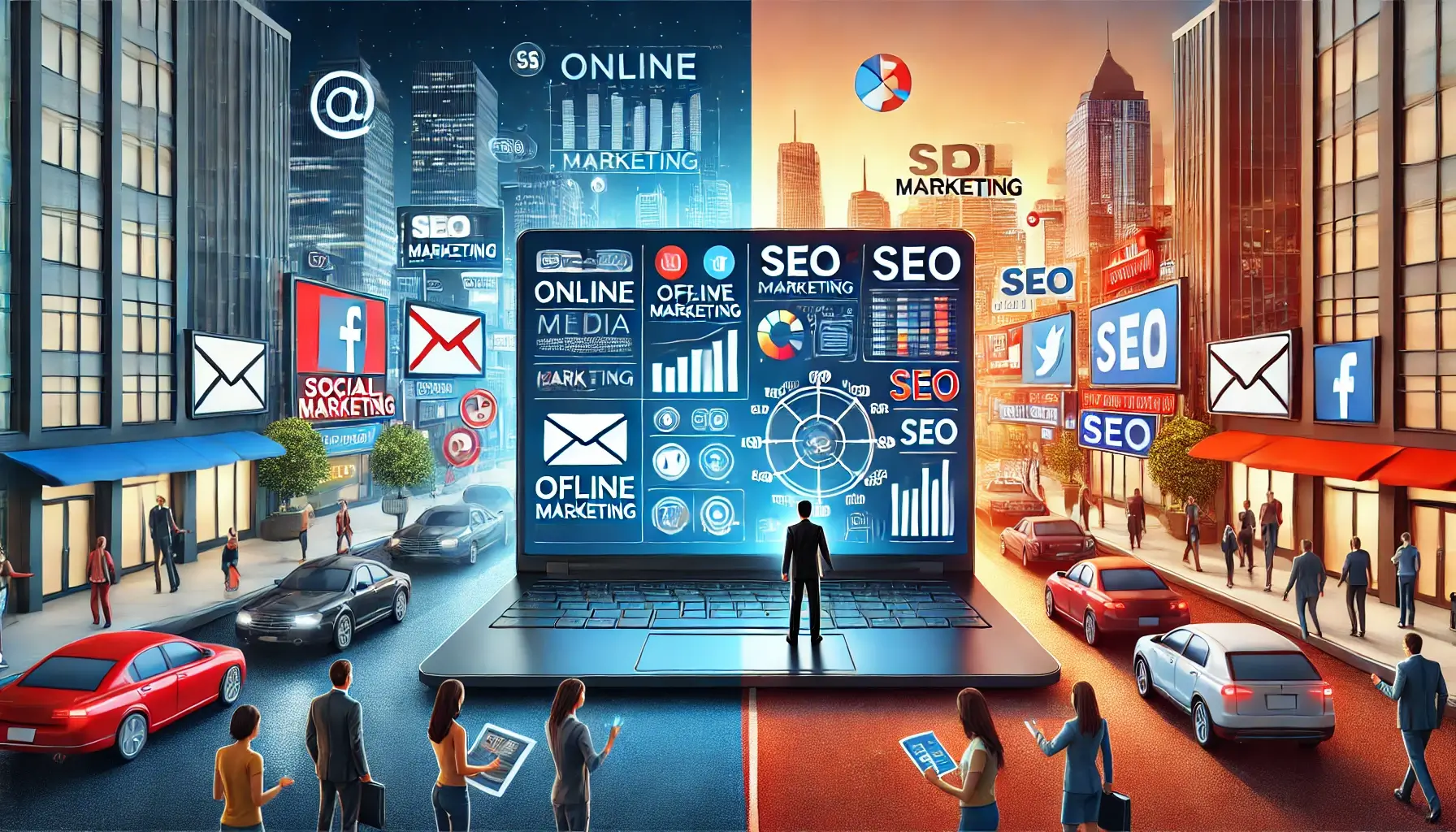 Digital marketing comparison, online and offline strategies