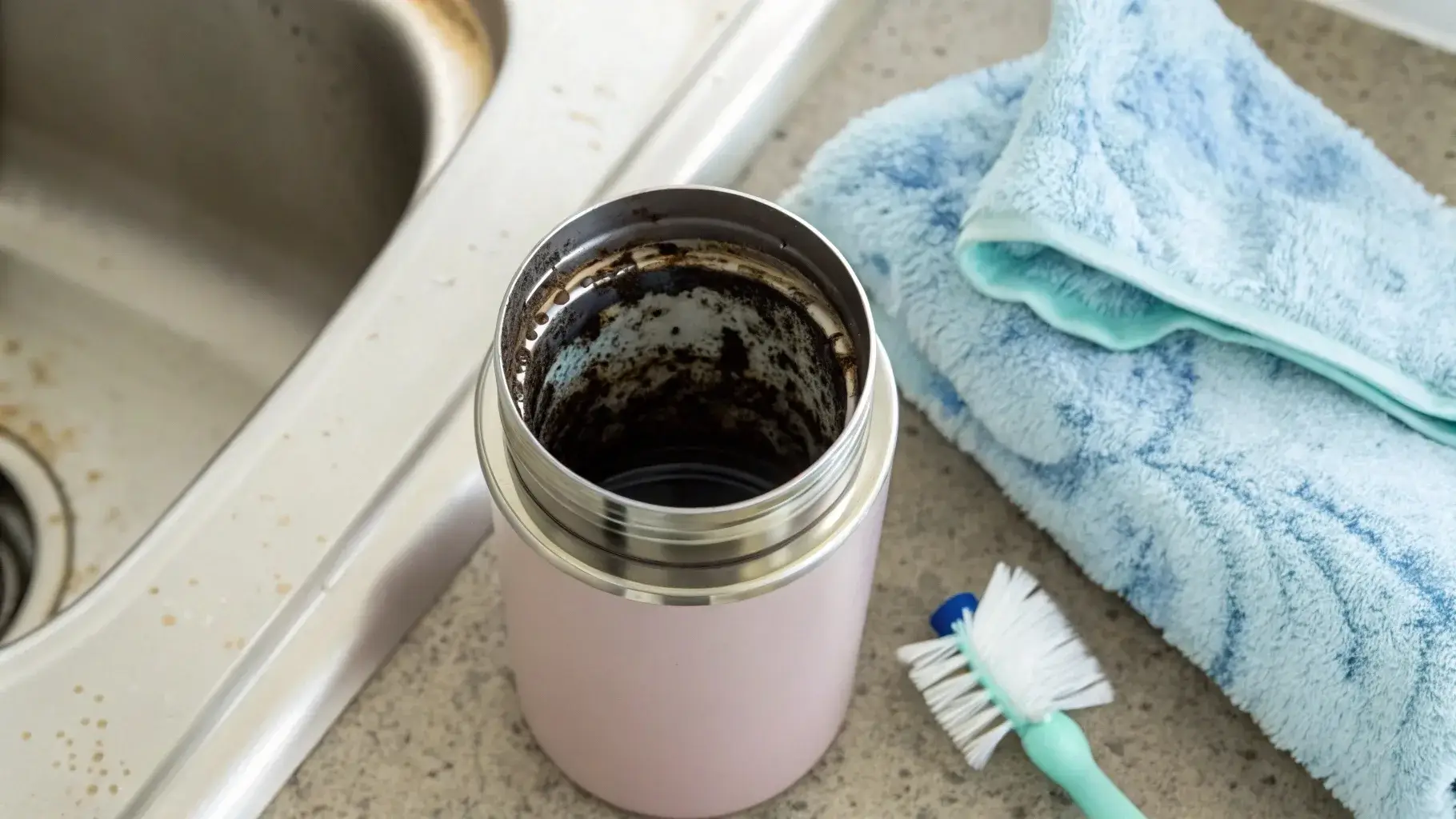 Black residue at bottom of stainless steel bottle