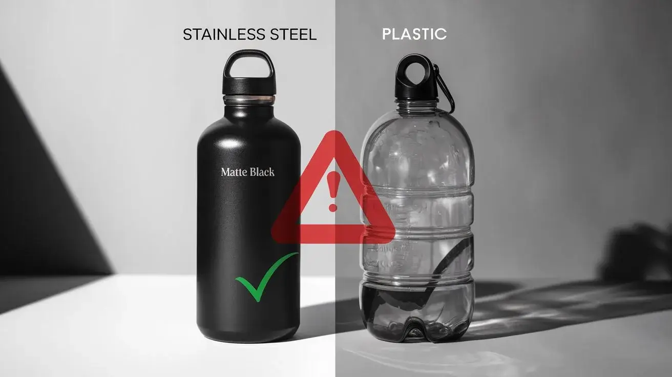 Side-by-side stainless steel and plastic bottles