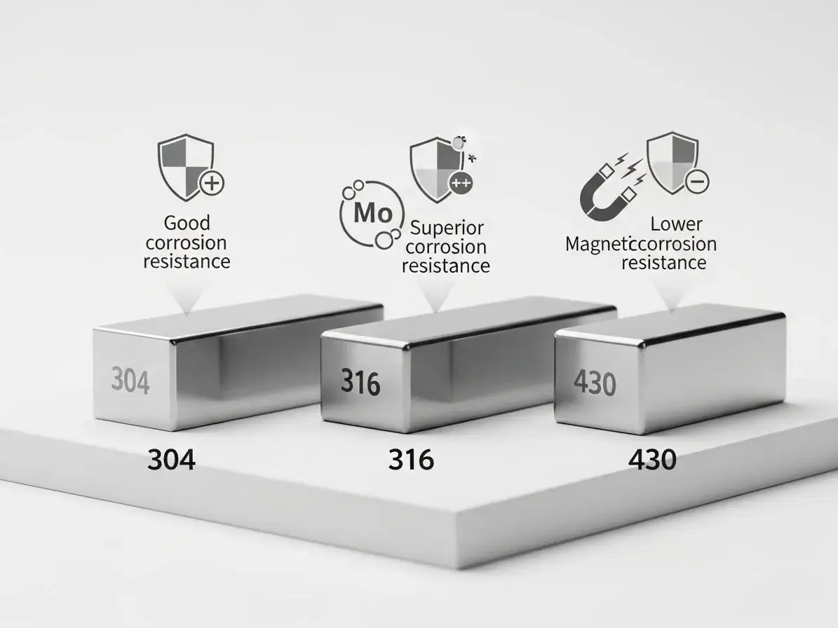 304 vs 316 vs 430 stainless steel chart