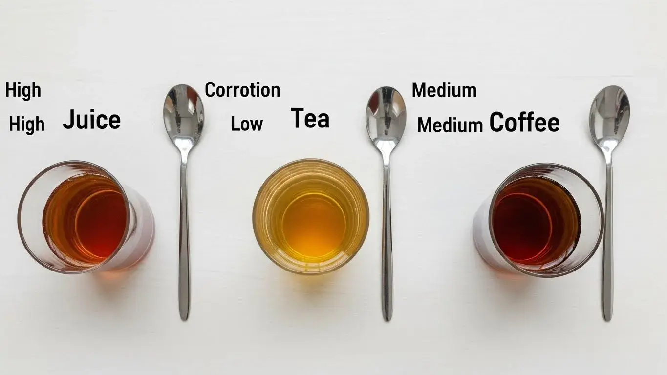 Comparing juice, tea, and coffee corrosiveness