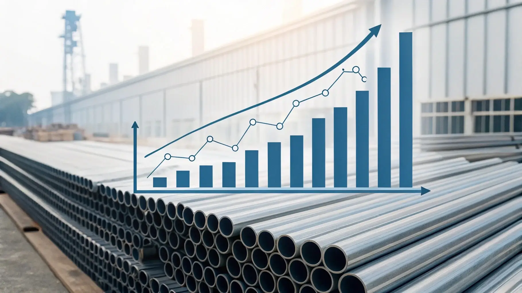 Line graph showing projected growth in stainless steel tubing market from 2024 to 2033