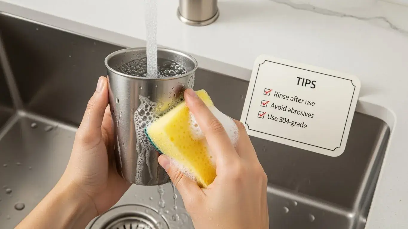 Cleaning and maintaining stainless steel cups