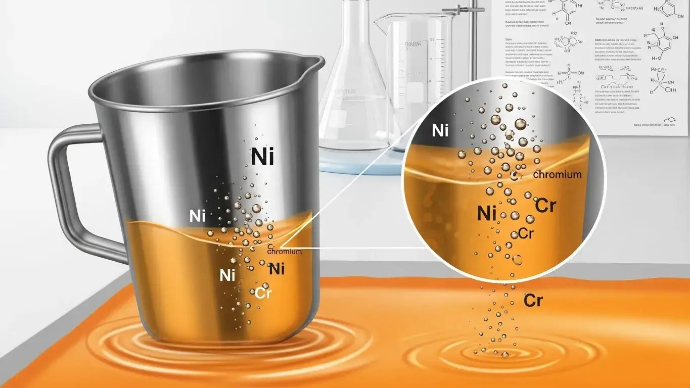 Nickel and chromium leaching from stainless steel