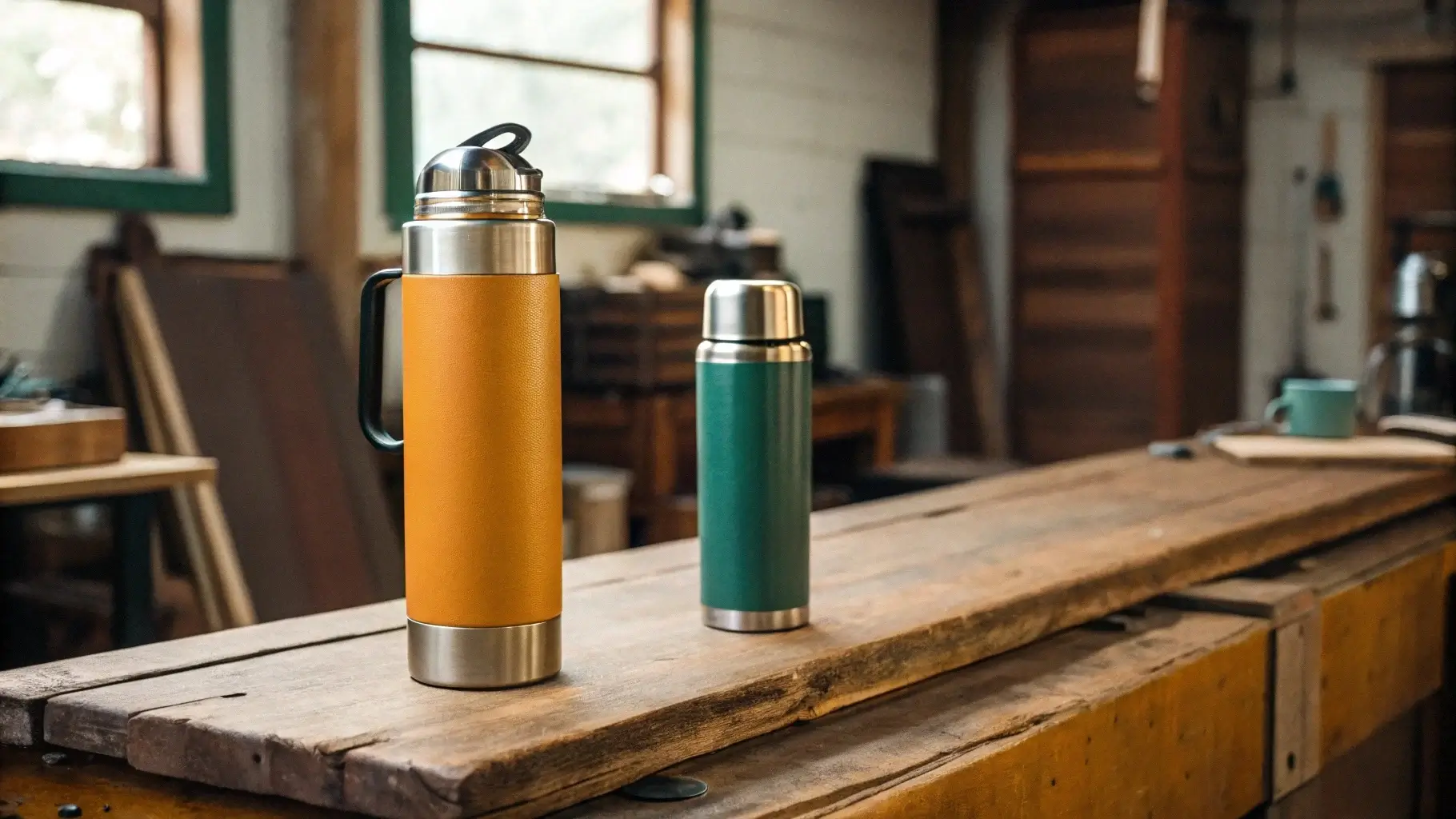 Old and new Stanley bottles showing brand evolution