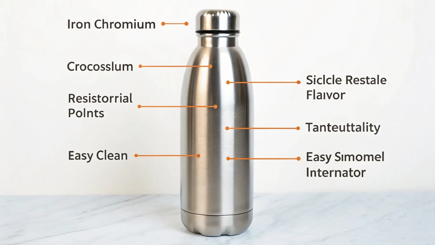 Cross-section diagram of stainless steel bottle showing rust-resistant layers