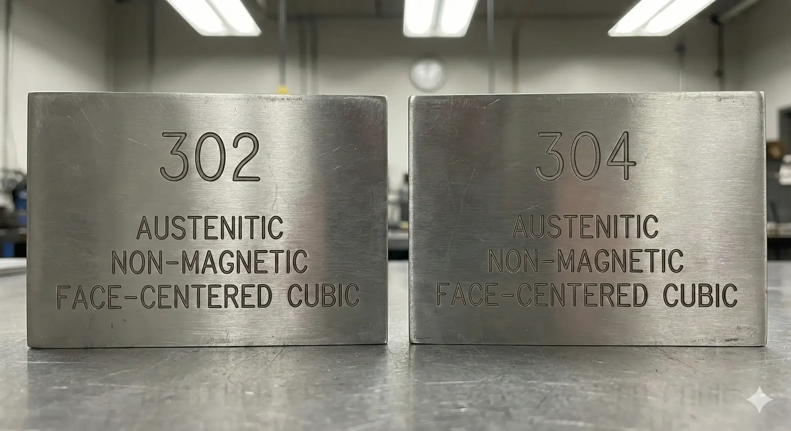 302 and 304 overview 302 and 304 stainless steel samples with composition labels