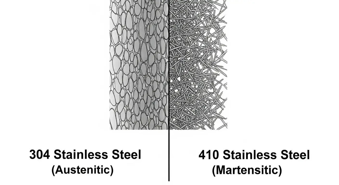 Basic structure differences 304 and 410 stainless steel microstructure comparison