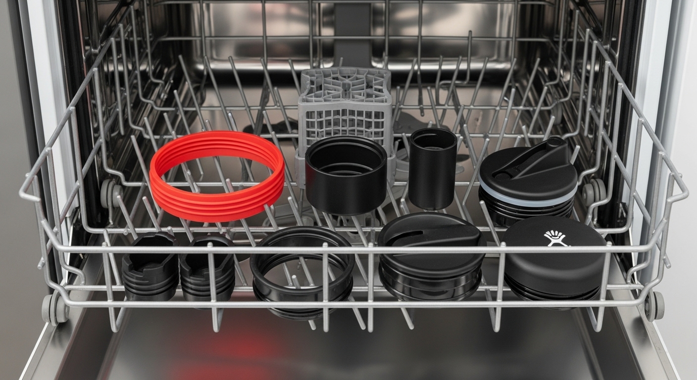 Flex Sip lid parts on dishwasher top rack