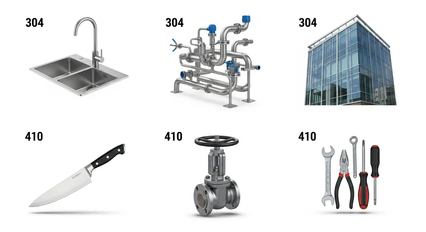 Common use cases Everyday uses of 304 vs 410 stainless steel