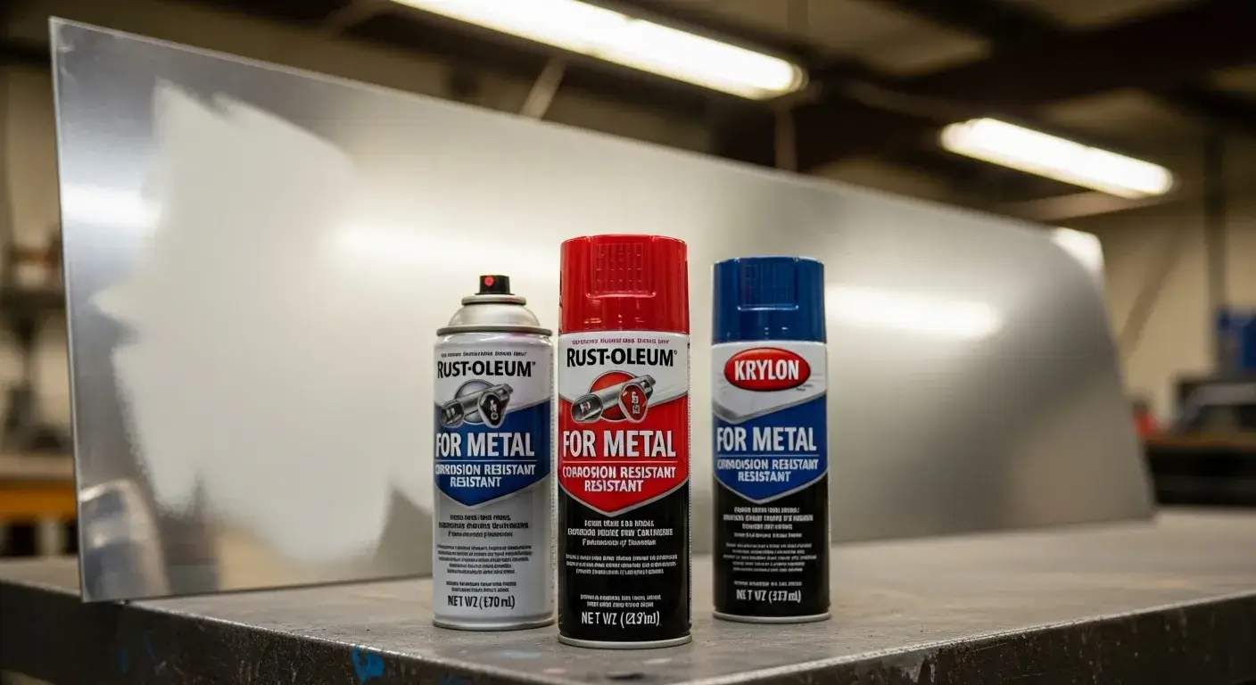 Various spray paints labeled for metal surfaces