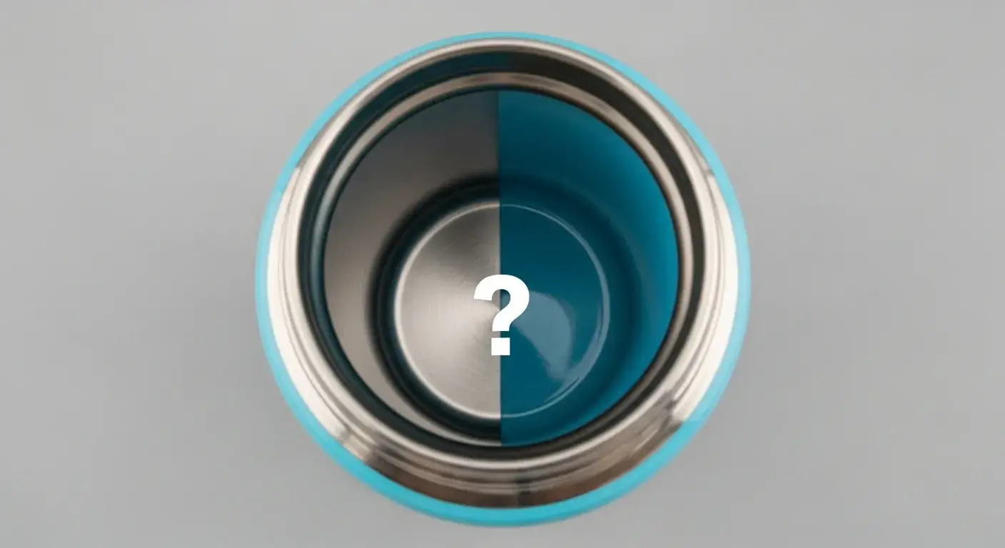 Stainless steel bottle interior with lining label