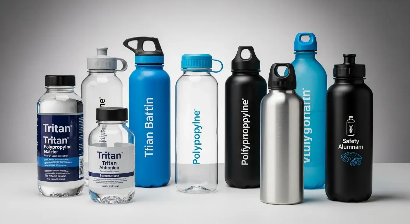 Tritan, polypropylene, and aluminum bottles grouped