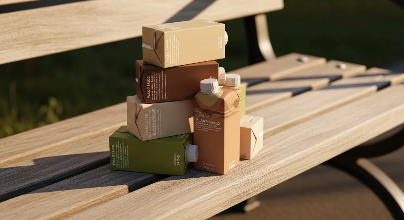 Boxed water cartons arranged outdoors
