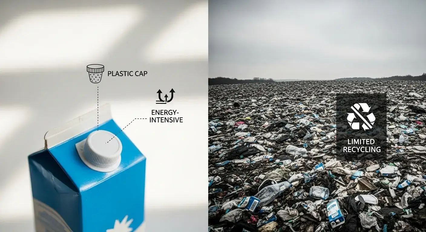 Challenges of boxed water Illustration of boxed water downsides