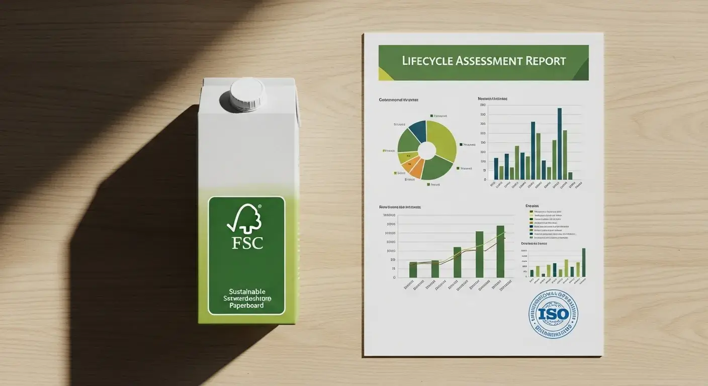 LCA and expert insights Boxed water with FSC and ISO certification icons