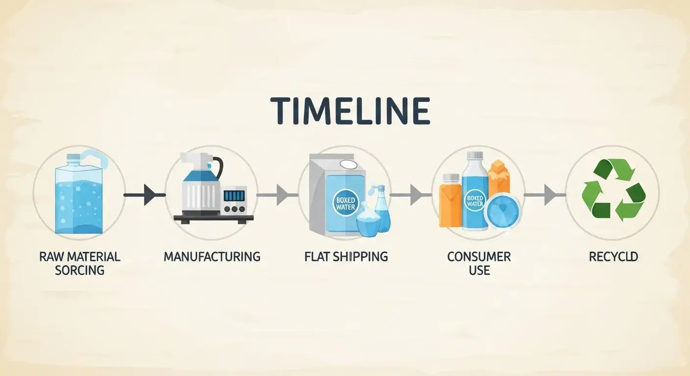 Boxed water LCA overview Lifecycle of boxed water from source to recycling