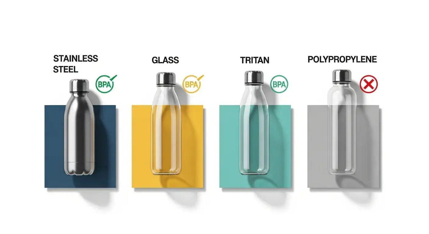 Chart of bottle materials with BPA safety icons