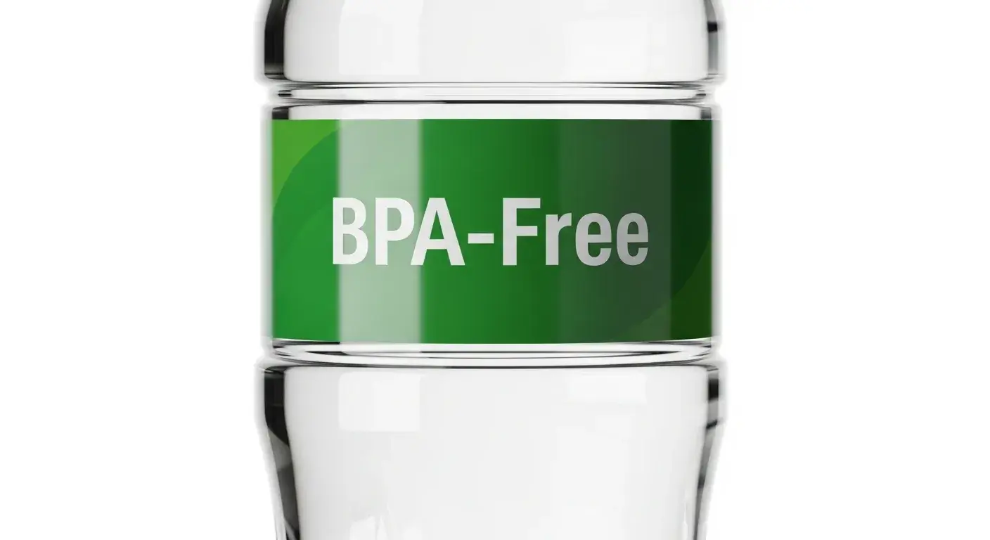 Close-up of BPA-Free label on plastic bottle