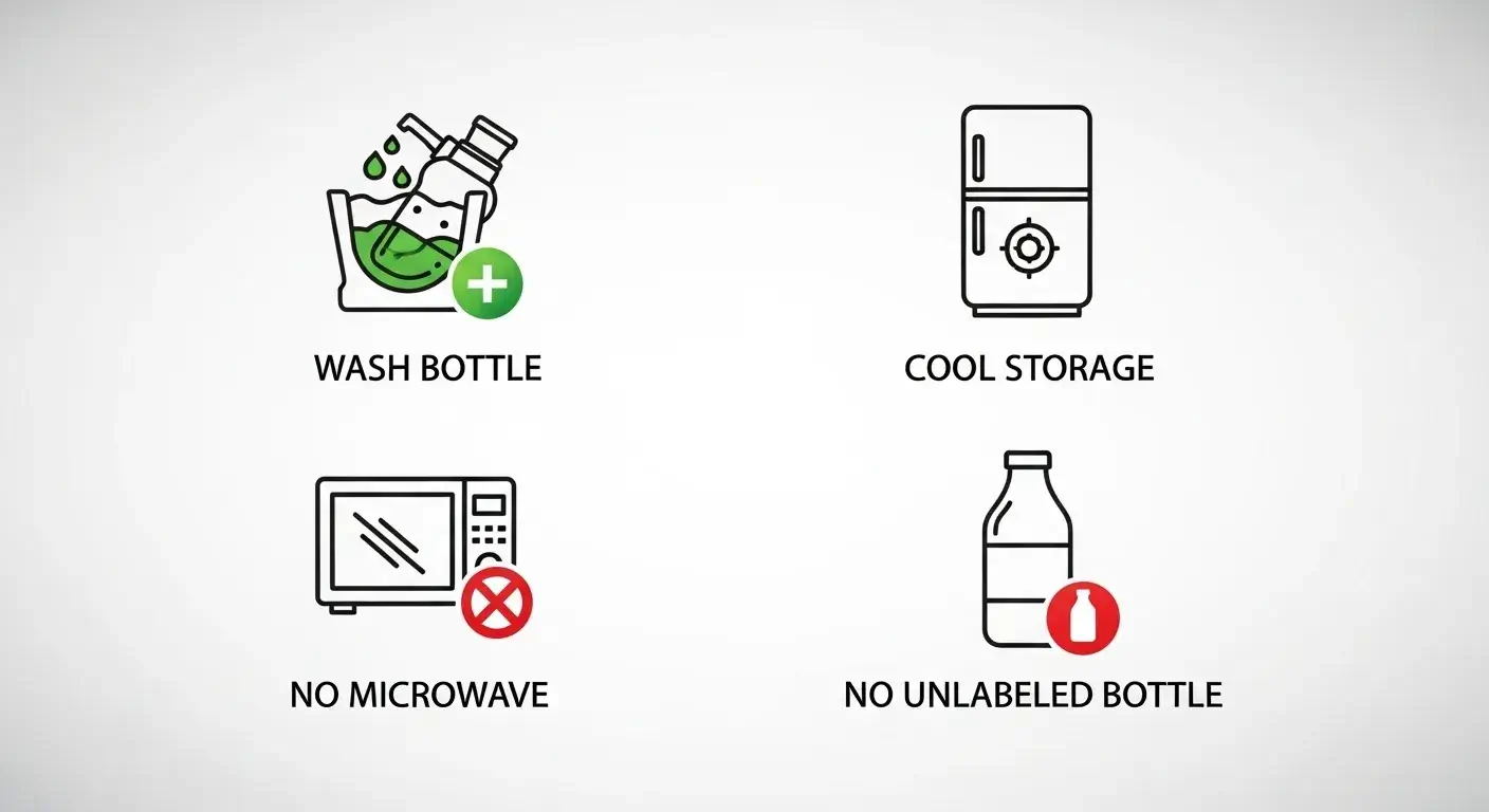 Do's and Don'ts icons for BPA-free bottle use