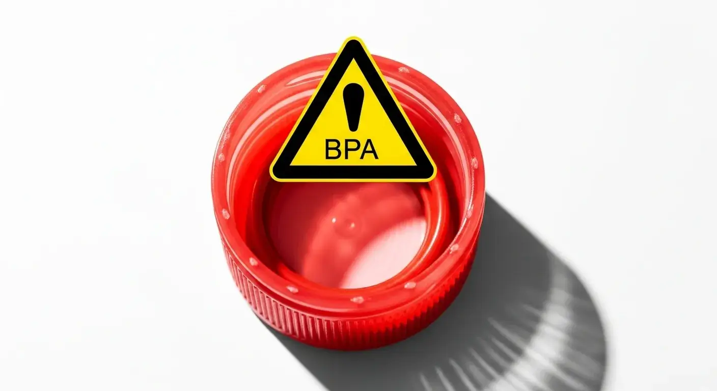 Plastic parts of bottle with BPA risk warning
