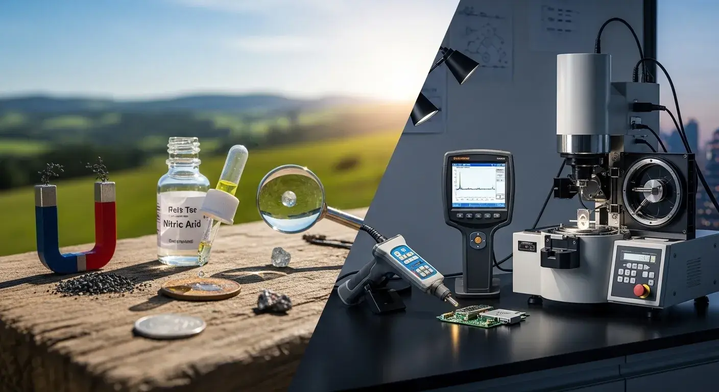 Chemical vs. instrumental testing Side-by-side of chemical and XRF testing tools