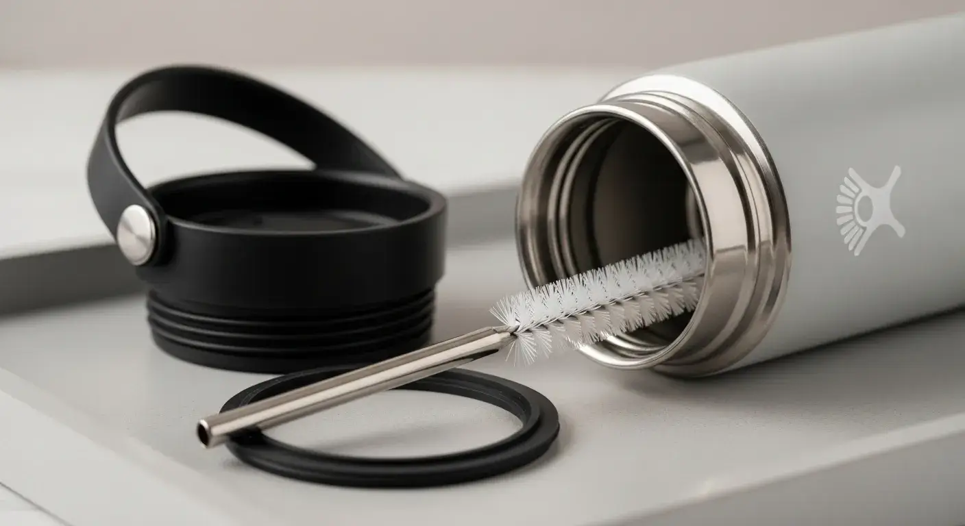 Straw brush cleaning Hydro Flask lid and straw
