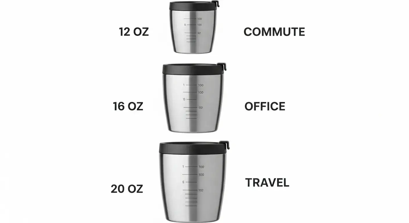 Size comparison by use Coffee cup size options with use cases