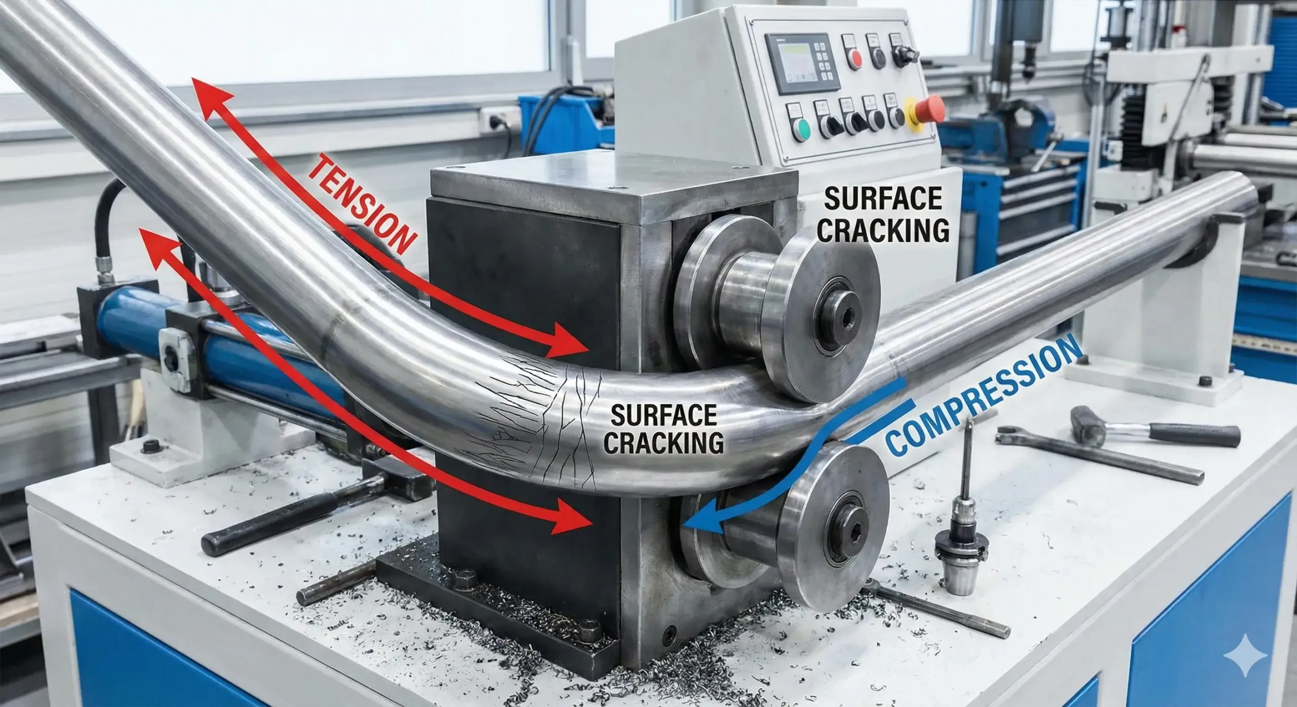 Cold work effect Cold-worked 304 stainless tube with microcracks and residual stress
