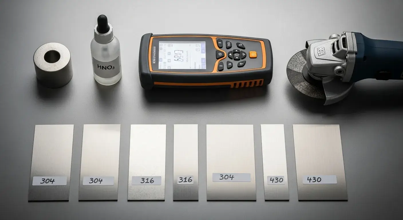 304 test method overview Various 304 stainless steel test tools on bench