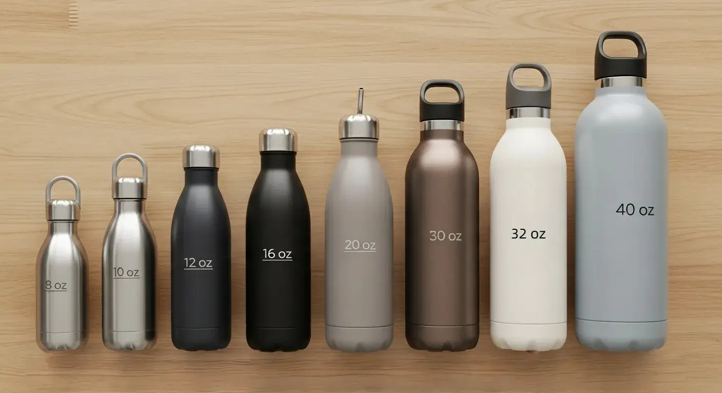 Popular tumbler sizes from 8 oz to 40 oz shown together