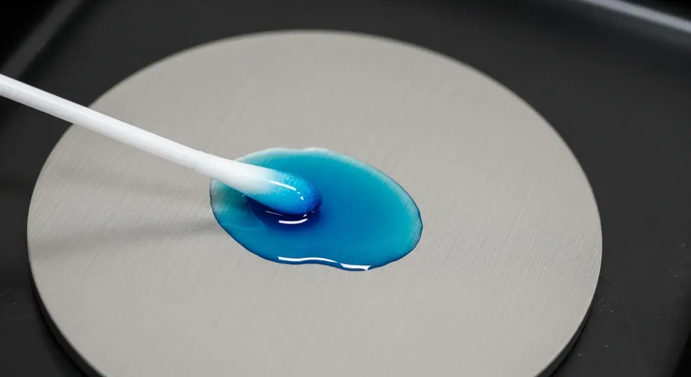 Copper sulfate test result Copper sulfate applied to steel with no color change