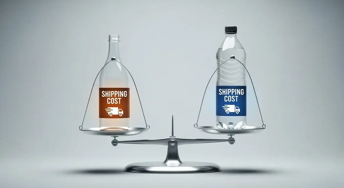 Glass vs plastic bottles on weight scale