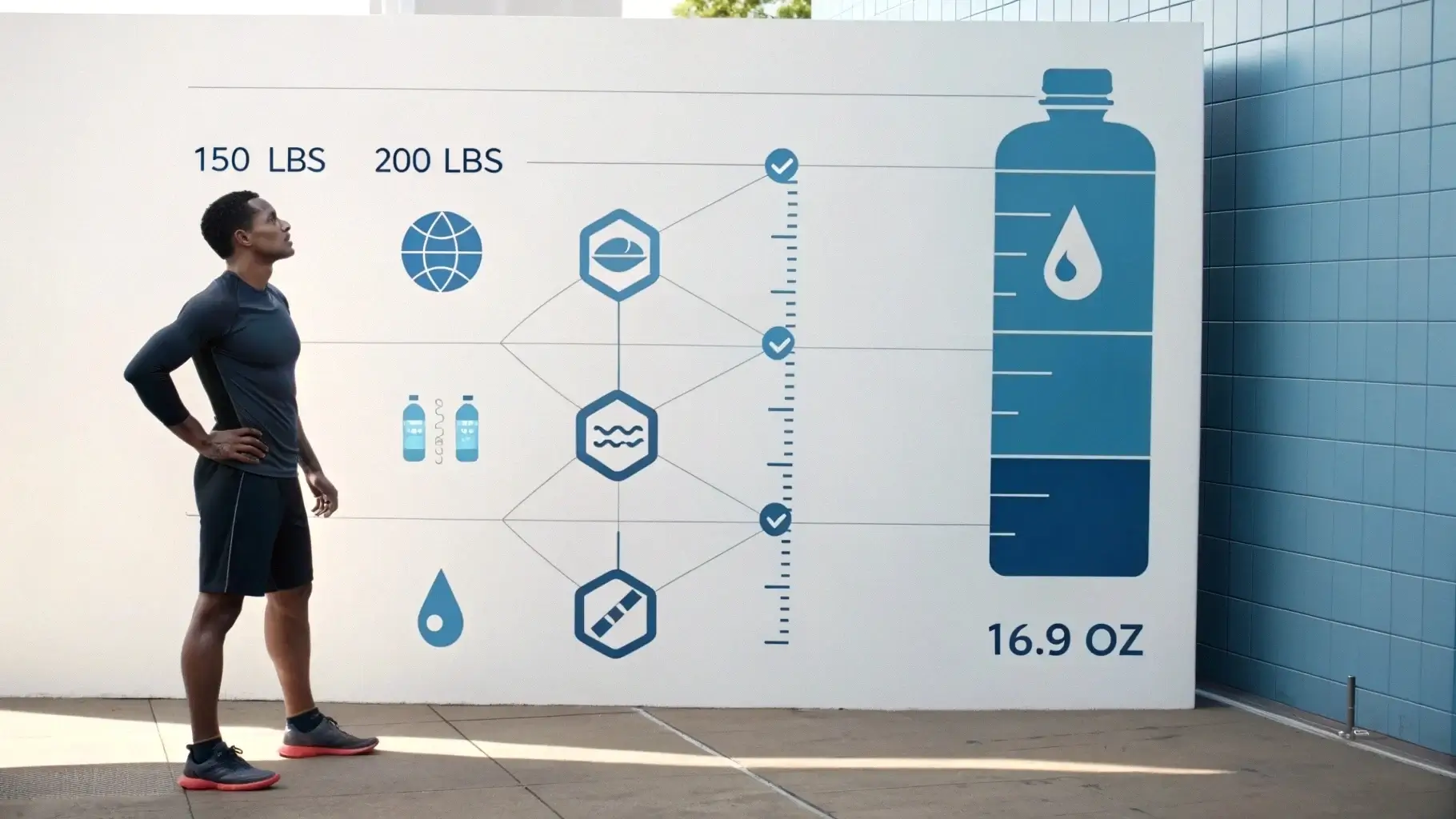 Graphic showing recommended daily water intake by body weight