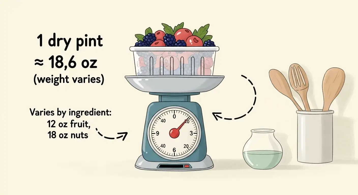 Scale weighing a dry pint of blueberries around 12 oz