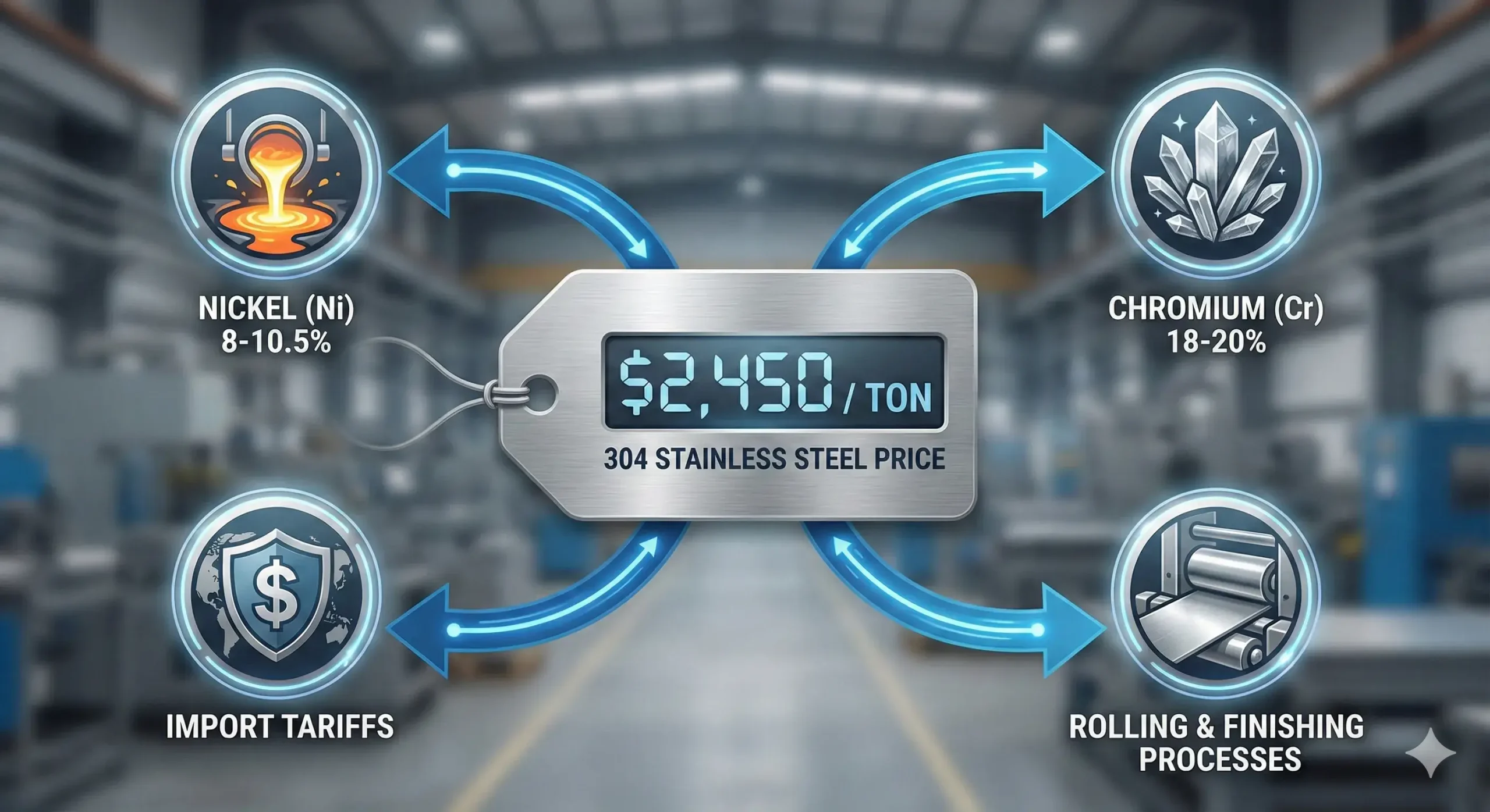 Price drivers for 304 SS Raw materials, processing, and tariffs influencing stainless steel pricing