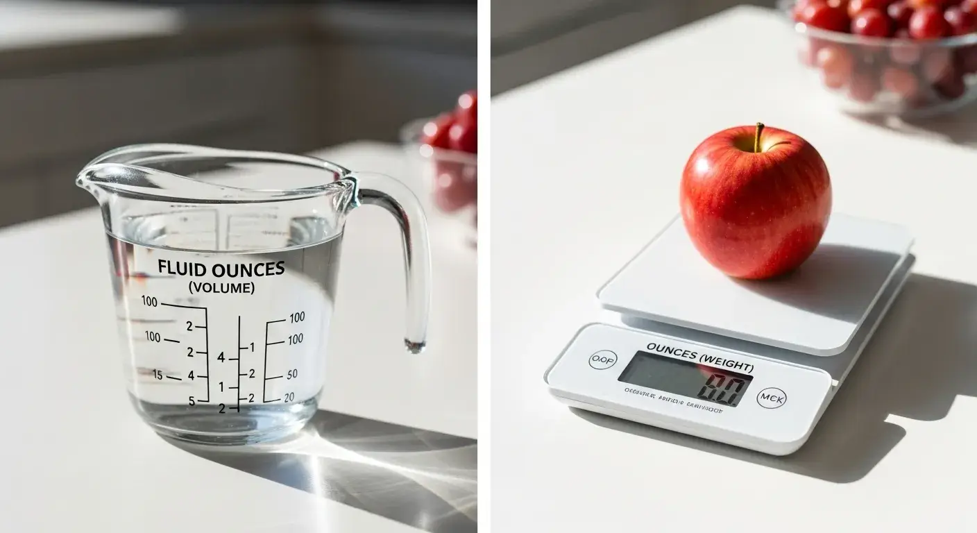 Illustration showing fluid ounces vs ounces weight