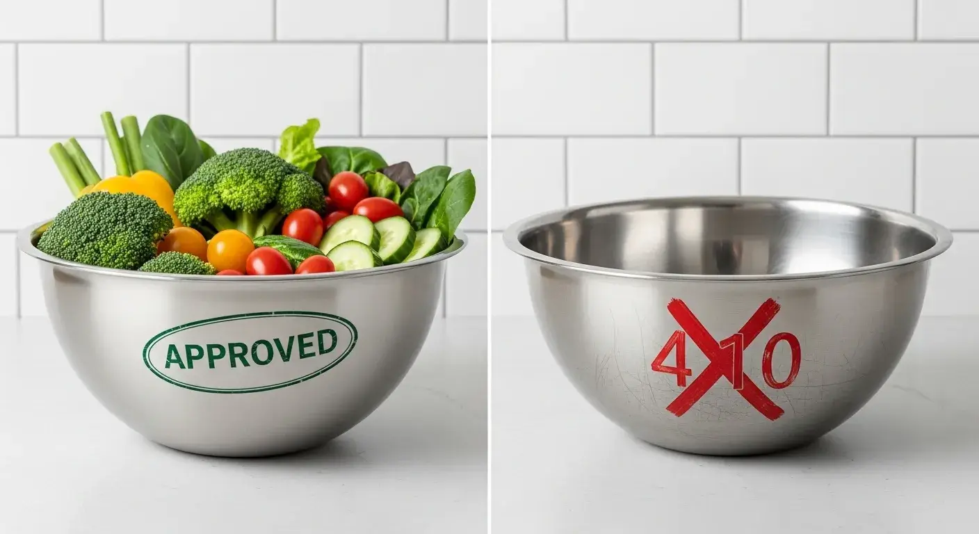 Food-grade suitability 410 stainless steel rejected, 304 approved for food safety