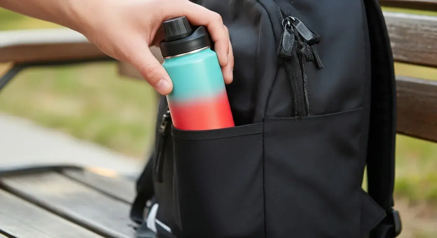 Daily habit to remember bottle Reusable bottle in same backpack pocket daily