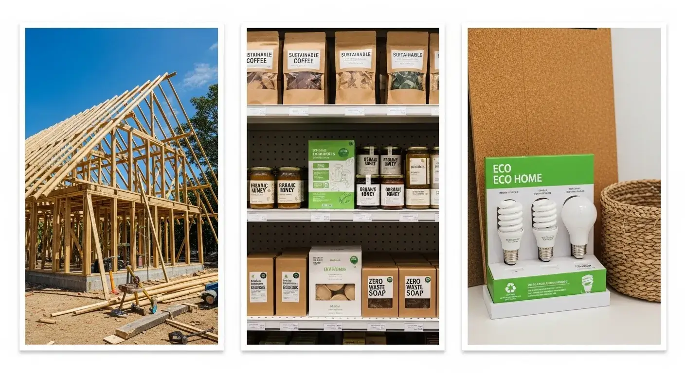 Industries going green Construction, retail, and home goods using eco-materials