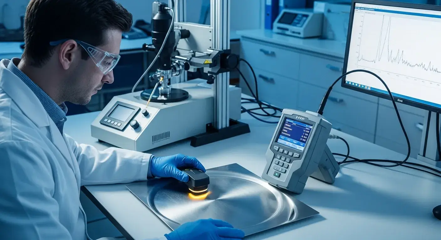 Instrumental steel analysis tools Handheld XRF analyzer scanning steel sample