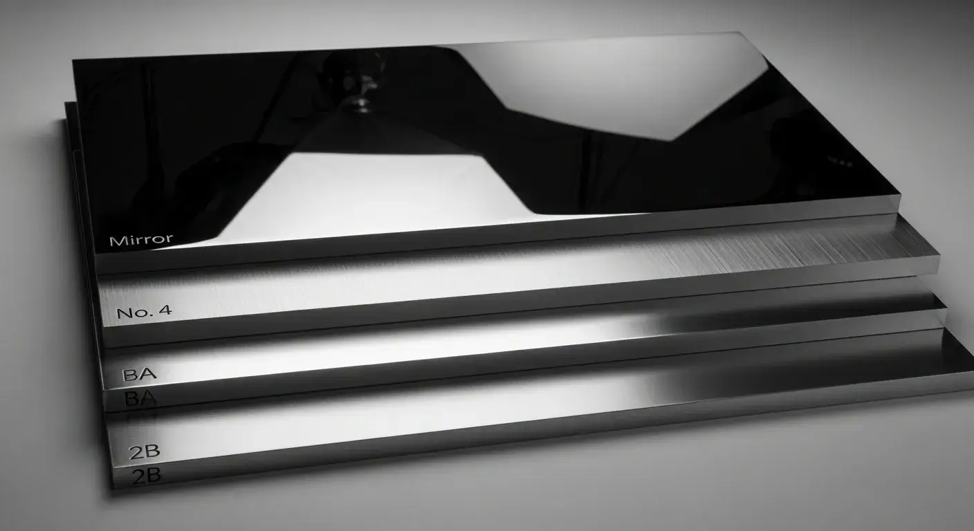 Sheet finishes and process 304 stainless steel sheet surface finishes from mill to mirror