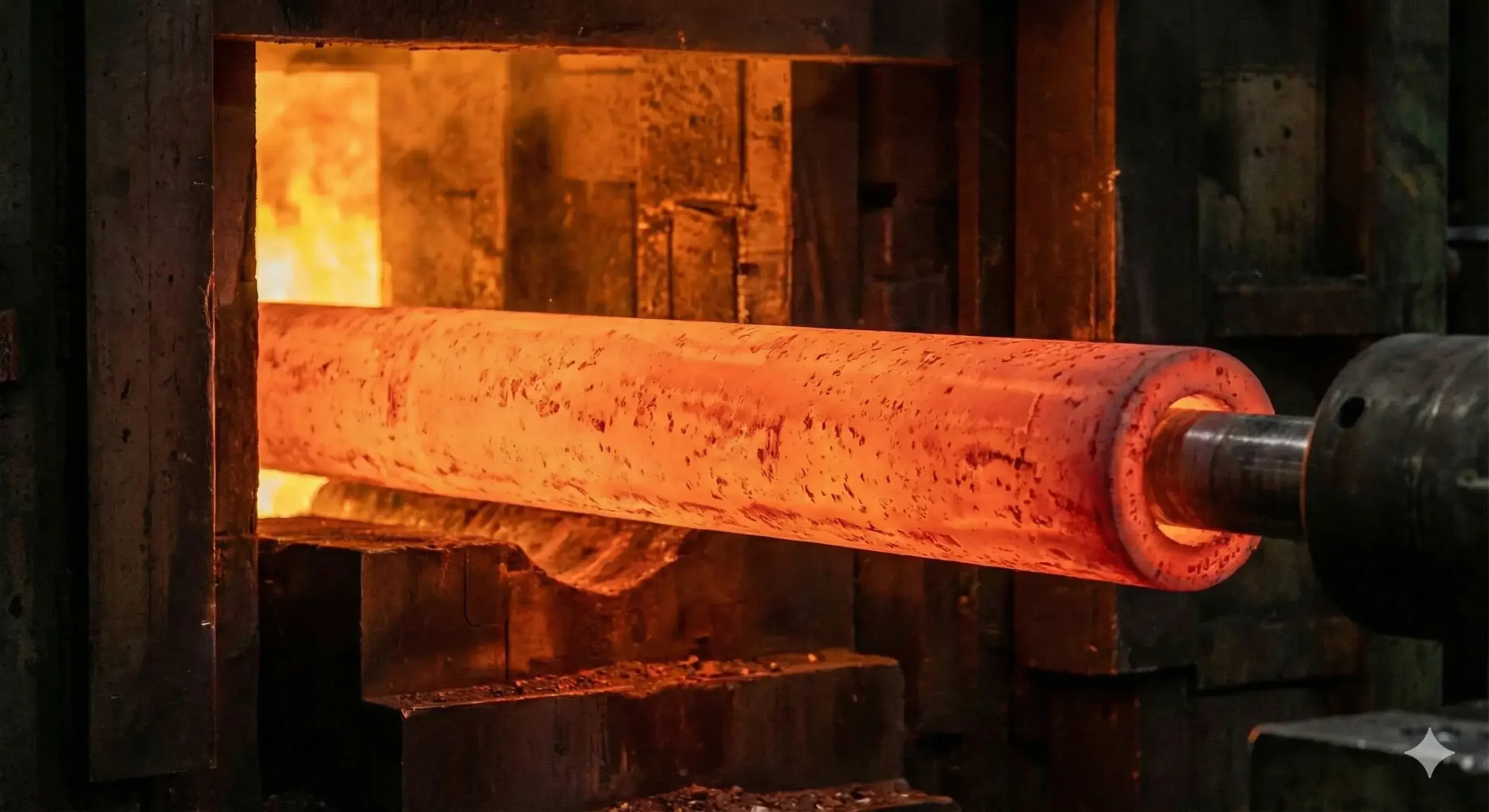 Seamless pipe process Steel billet turned into seamless pipe through rotary piercing