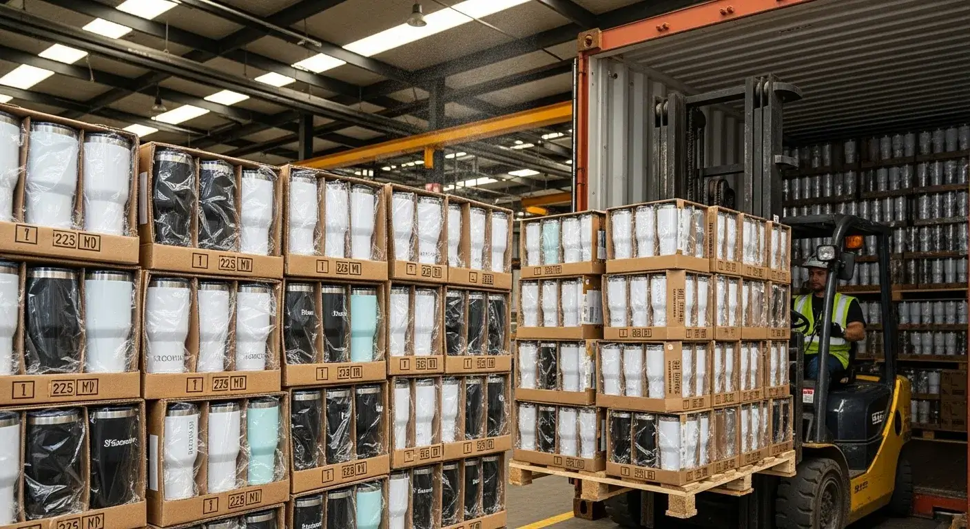 Order volume and impact Small, medium, and large tumbler orders packed for shipping