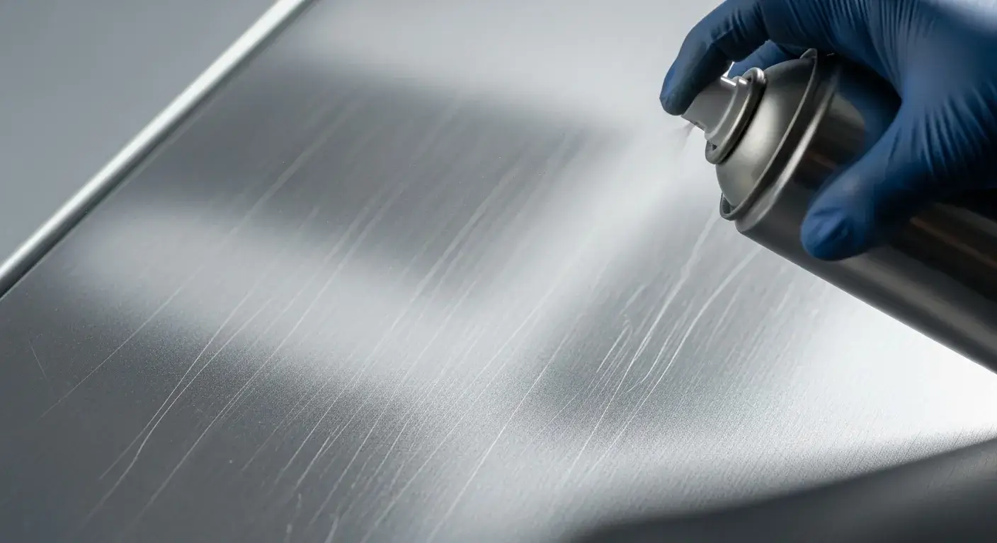 Paint being applied on scuffed stainless surface