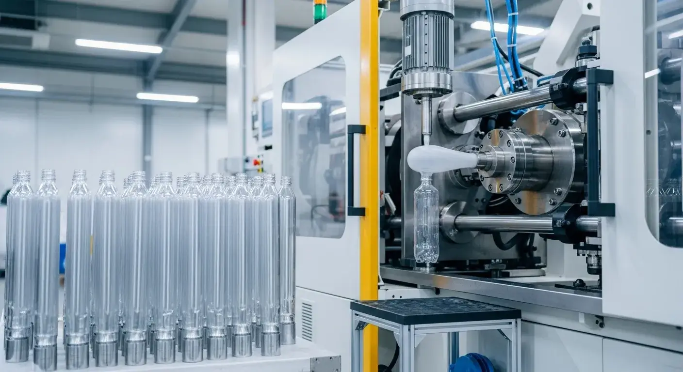 Plastic preforms and blow molding machine