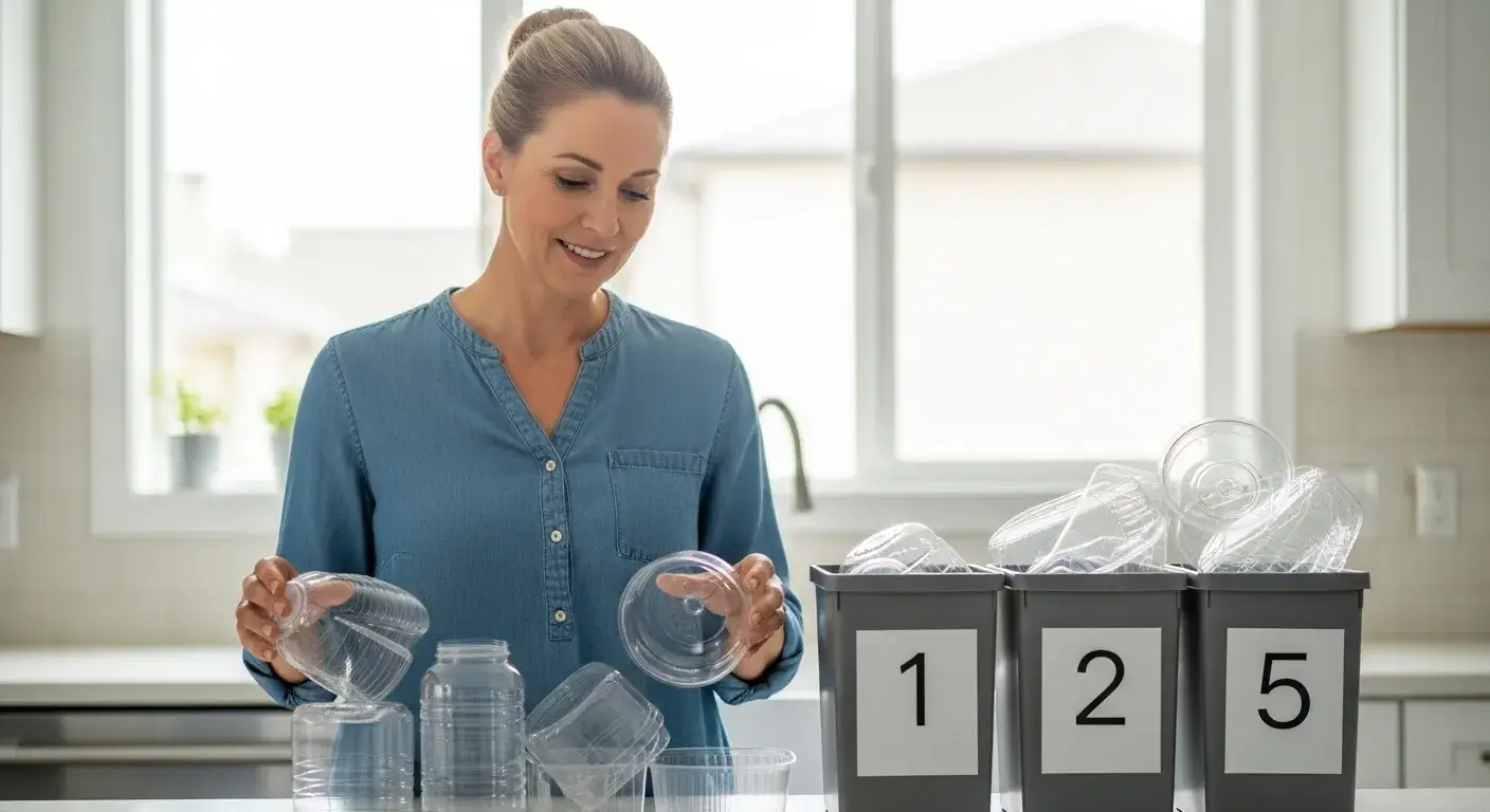 Plastic containers being sorted by number