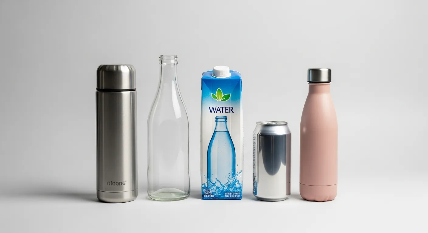 Selection of reusable bottle types side by side